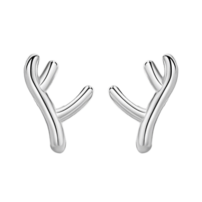925纯银耳钉女睡觉不用摘的迷你鹿角高级感耳环ins风小众潮送女朋友老婆情人节七夕生日礼物