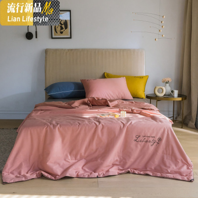 棉ins北欧夏被3四件套棉简约夏季空调被床单人床笠夏凉被 三维工匠被子