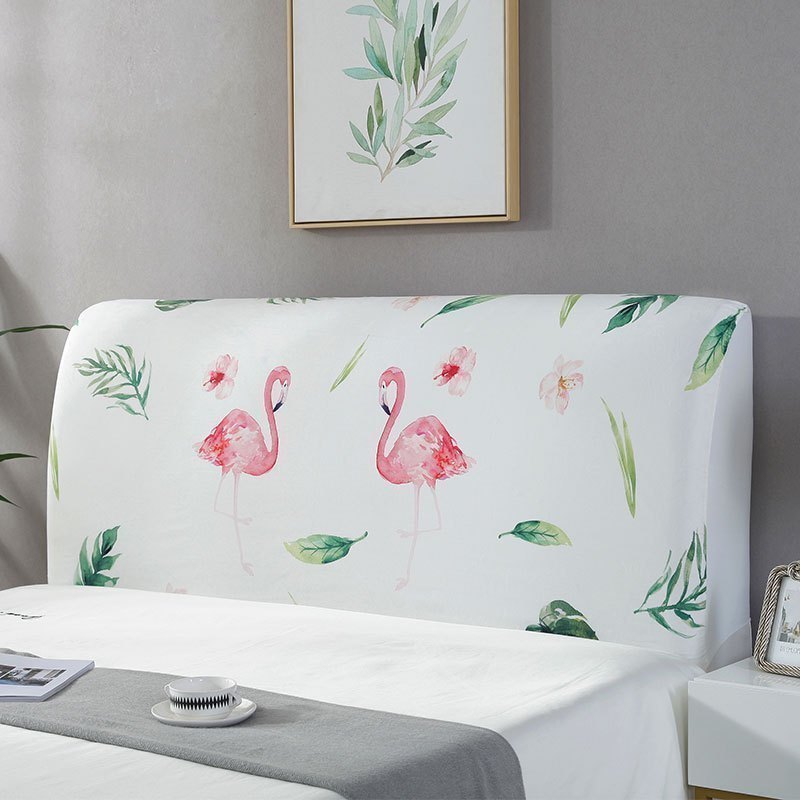家柏饰(CORATED)北欧风床头罩套床头套软包防尘罩床背罩子保护套1.8床弹力布1.5床 绿叶火烈鸟 床头宽度1.5米