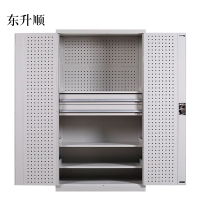 东升顺工具柜加厚铁皮储物柜工厂车间用带抽屉汽修多功能收纳柜通门内二抽柜灰白色
