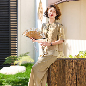 新款中老年套装夏装女50岁中年妈妈装大码两件套夏季薄款衣服女装