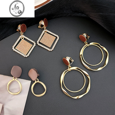 JiMi复古高级感气质耳钉2023年新款潮长款耳坠时尚无痛耳夹无耳洞饰品