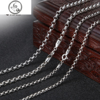 s925银男女款吊坠个性银链3mm泰银圆环项链加长毛衣链饰品 JiMi