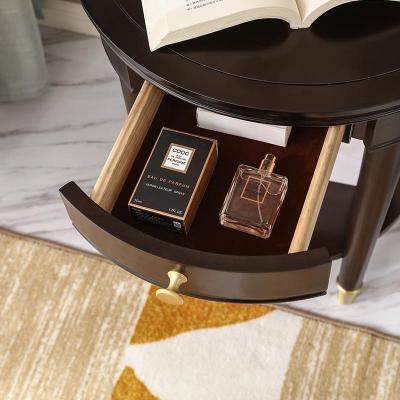 森美人轻奢美式圆形茶几家具全套组合套装实木小茶几沙发边几