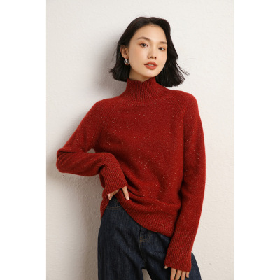 秋冬新款高领山羊绒衫女针织打底衫宽松保暖厚款上衣内搭套头毛衣