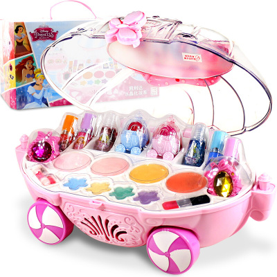 迪士尼儿童化妆品玩具公主女孩套装儿童彩妆公主水晶化妆车D22779AA