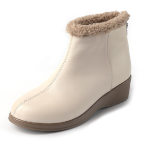 头层牛皮保暖短靴女厚底靴冬季新款女靴加绒软底毛毛靴小棉靴