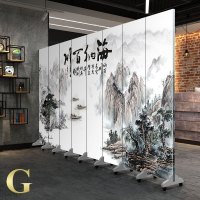 中式实木屏风隔断时尚客厅卧室简约玄关办公室书房移动折屏 G款8扇(高1米8宽3米2)