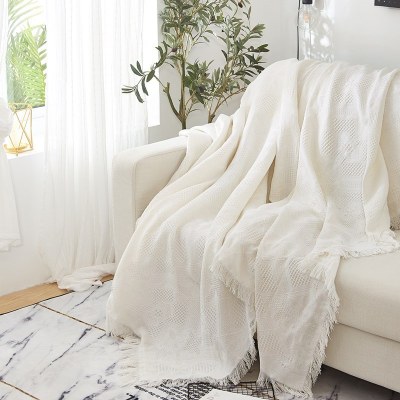 家柏饰(CORATED)北欧沙发布全盖色沙发巾毯子单人沙发套沙发垫盖布罩 菱形格 90*90cm