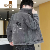 YANXU美式复古牛仔外套男秋季潮牌宽松工装夹克休闲百搭刺绣褂衣服