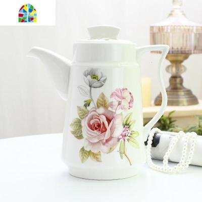 凉水壶 陶瓷家用水壶可高温冷水壶 耐热大号茶壶凉水杯大容量欧式 FENGHOU 蓝玫(金钟壶)