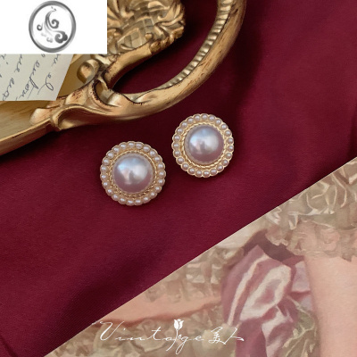 JiMi「奥黛丽」经典vintage赫本风复古宫廷高级感港风大珍珠耳钉/耳夹
