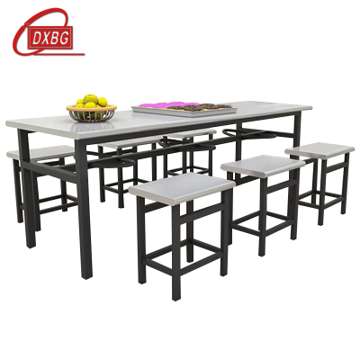 DXBG不锈钢冷轧钢餐桌学生食堂公司职员户外桌椅组合1.6米餐桌+6把椅