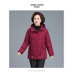 中老年人冬装女妈妈装棉衣外套连帽老人太太棉袄妈妈大码羽绒棉服