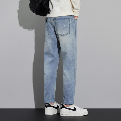新款男式裤子厂直销春秋款直筒修身百搭潮流韩版复古牛仔裤男