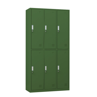 鑫升顺铁皮更衣柜宿舍储物柜钢制内务柜制式绿皮衣帽柜绿色6门更衣