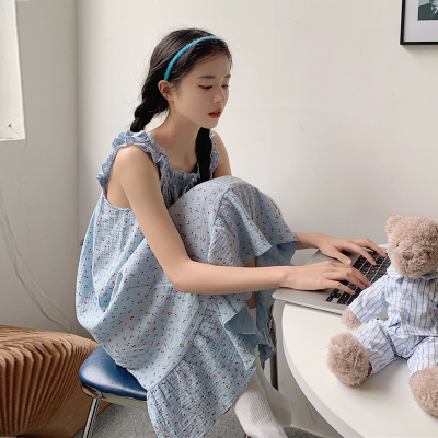 旗舰特卖-ins风吊带睡裙女夏季薄款2021新款网红公主风甜美可爱连体睡衣格罗希