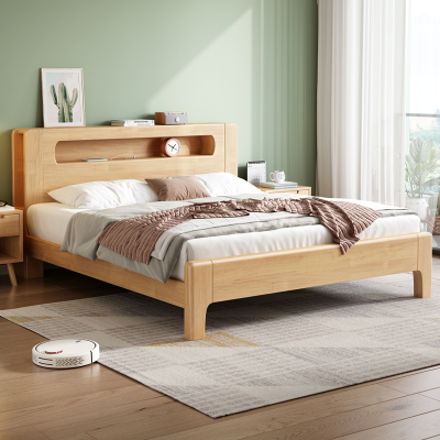 欧梵森 床 北欧橡胶木床实木床双人床1.8米床1.