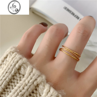 JiMi大码戒指女胖MM法式ins细线条小众设计感胖人粗手大号食指指环潮