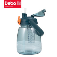 Debo德铂 海莉学生大容量塑料吸管水杯壶大肚杯吸管杯 DEP-DS325 蓝色1200ML/个