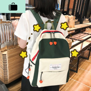 书包女韩版高中ins风港风2019新款大学生时尚撞色百搭背包双肩包NEW LAKE