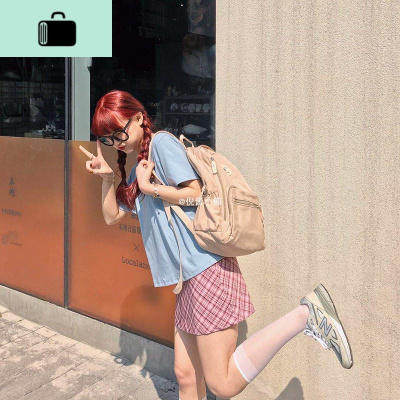 书包韩版原宿ulzzang双肩包2020年新款女百搭高中学生ins简约背包NEW LAKE