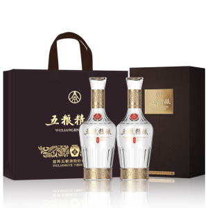 五粮液股份五粮液五粮精酿尊酿52度2瓶纯粮食浓香型白酒礼盒装