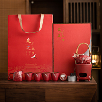 苏氏陶瓷(SUSHI CERAMICS)故宫红贞观提梁壶温茶功夫茶具套组