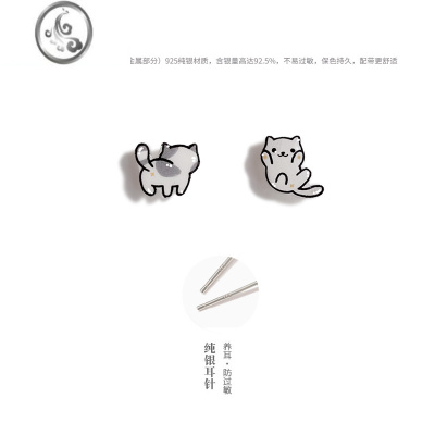 JiMi精致可爱少女猫咪耳夹2022年新款潮甜美简约小众无痛无耳洞耳饰女