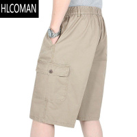 HLCOMAN男式短裤多口袋夏季大裤衩深裆高腰男士中裤中老年爸爸六分裤