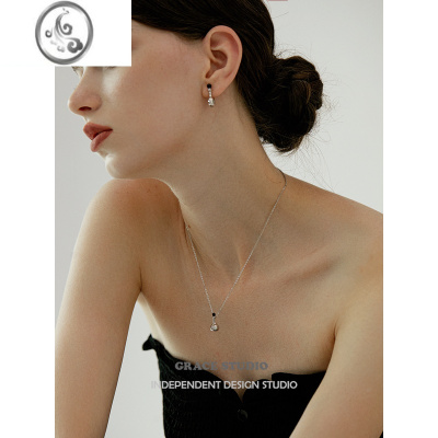 JiMiG/S小提壶 可爱趣味S925小壶项链耳环套装2023新款网红耳环锁骨链