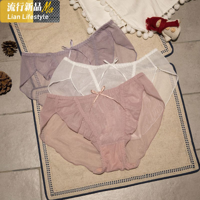盛世尼曼Gukoo/果壳内裤3条组合甜美网纱透气内裤女舒适性感内裤三角裤女内裤