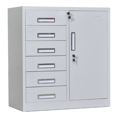 臻远ZY5062302 钢制厚板偏六斗矮柜文件柜 75*39*83cm(单位:台)灰白色