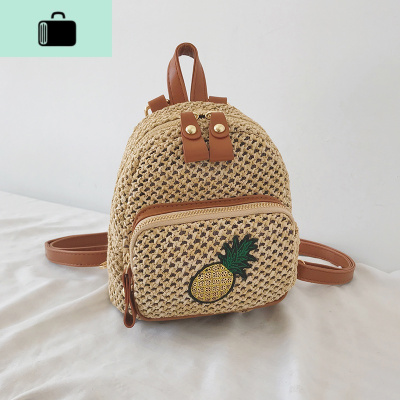 书包女2020新款潮韩版简约大容量编织双肩包ins时尚中学生背包NEW LAKE 菠萝女士单肩包
