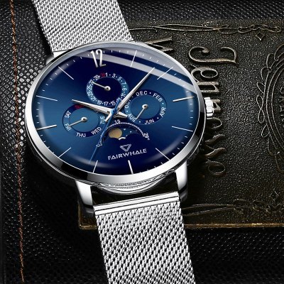 马克华菲(fairwhale)手表男士四视窗防水石英男表学生潮流腕表