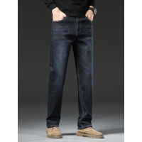 高端新疆棉男士休闲牛仔裤秋冬宽松厚款弹力商务直筒中年裤子