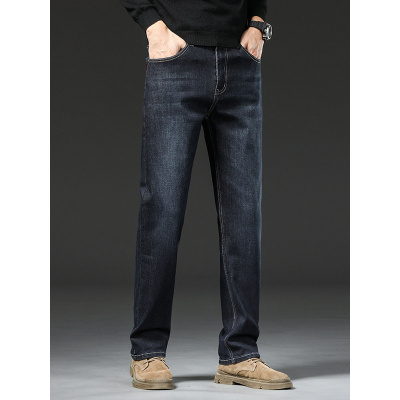 高端新疆棉男士休闲牛仔裤秋冬宽松厚款弹力商务直筒中年裤子