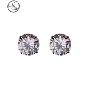 S925纯银耳钉韩国小清新简约百搭气质白色水钻男女锆石耳环养耳洞 JiMi