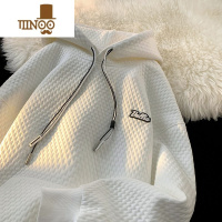 YANXU华夫格卫衣男士280克连帽套头上衣服潮牌宽松休闲外套