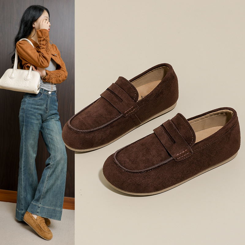 复古平底勃肯鞋女秋季新款浅口单鞋休闲百搭舒适乐福女鞋