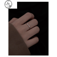 JiMi925银银素圈戒指小众设计食指戒简约冷淡风指环百搭饰品ins网红