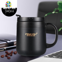 304不锈钢保温杯男女带手柄茶杯办公室喝水杯马克杯定制咖啡杯子 FENGHOU 黑色460ml