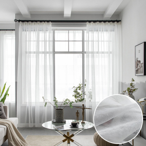 幸福派 窗帘纱帘白纱窗帘透光不透人窗纱白色布料阳台半遮光帘子沙飘窗北欧简约客厅卧室落地窗纱白色纱帘