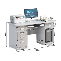 质凡 钢制办公桌五抽一空键盘款/ZF-BXG051/1400*700*750mm