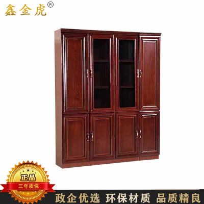 鑫金虎 四门高密度贴木皮油漆书柜办公文件柜1600*400*2000mm