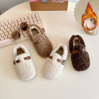 儿童毛毛鞋年秋冬季新款时尚女童宝宝加绒鞋女宝棉鞋二棉软底