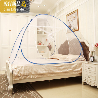 蒙古包蚊帐免安装家用三开1.5米1.8m双人床有底宿舍单人床1.2米 三维工匠
