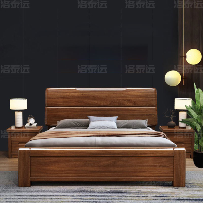 洛泰远 LTY4022724 实木床1.8米单人床胡桃木含两个床头柜