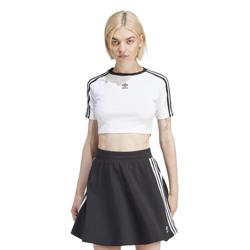 Adidas女士白色运动潮牌短袖T恤休闲百搭棉质拼接青春版