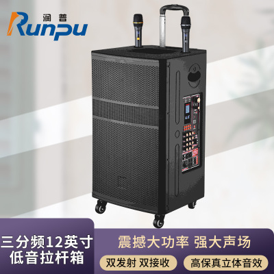 润普Runpu会议扩声拉杆音箱三分频12英寸低音卡拉OK户外直播带手持话筒拉杆音箱RP-EX70